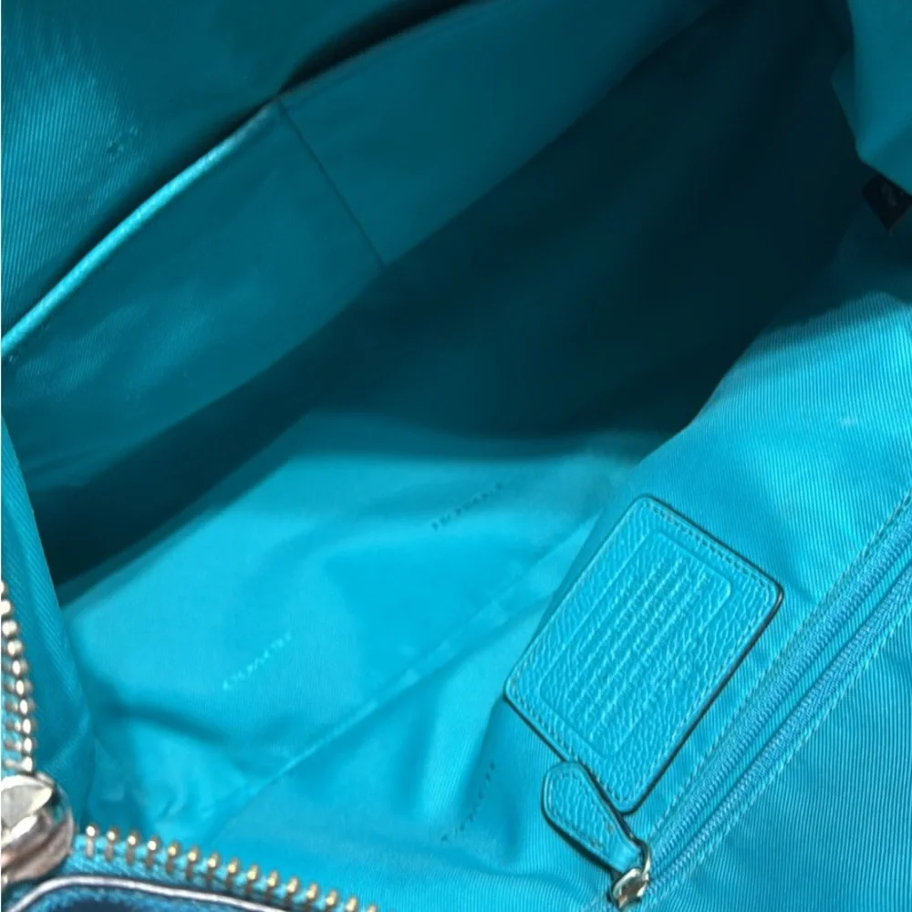 Coach Teal Leather Shoulder Bag 000541 - Picture 5 of 6